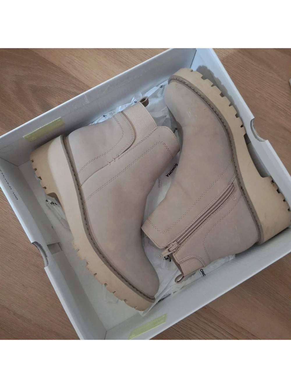 Sonoma Goods For Life Inaya Girls Wedge Boots | Size 4 Mushroom Beige Ankle Boot